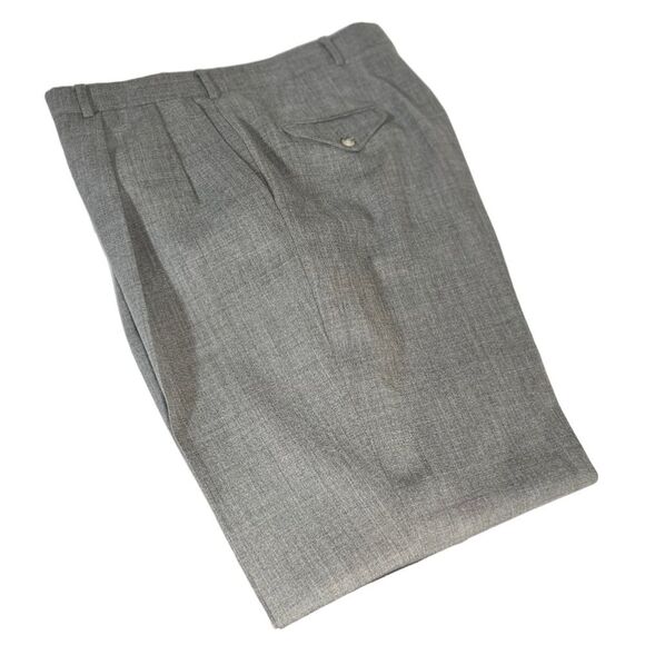 Pair of‎ Lands End Mens Vintage Gray Wool Dress Pants 42 42L Pleated Made In USA - Picture 16 of 16
